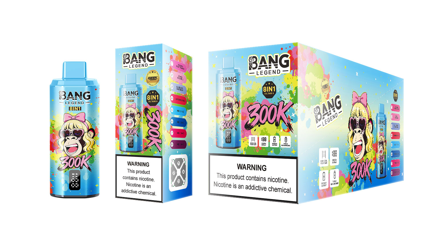 (300 000 szívás & 8 az 1‑ben) maracuja‑mangó + őszibarack‑ananász + áfonya‑málna + jeges görögdinnye (2% nikotin) - ibangvape-Hungary