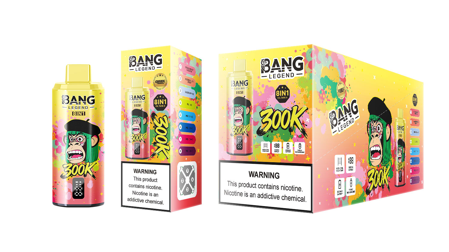 (300 000 szívás & 8 az 1‑ben) eper‑banán + görögdinnye‑bogyók + jeges áfonya + fujijég (2% nikotin) - ibangvape-Hungary