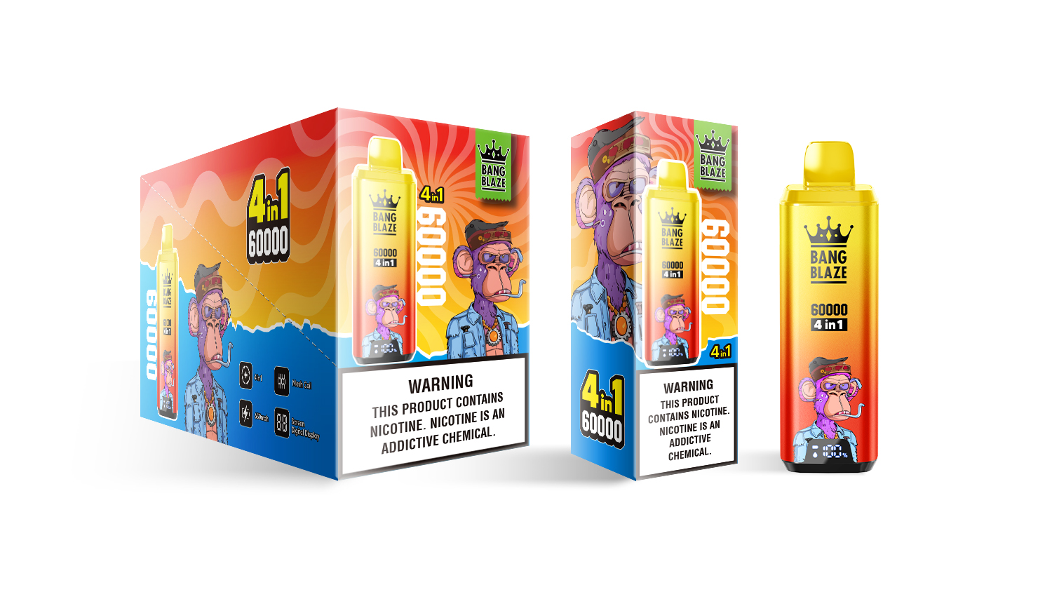 (60K szívás & 4 az 1‑ben) görögdinnye jég + áfonya menta + fuji jég + romantikus lime (2% nikotin) - ibangvape-Hungary
