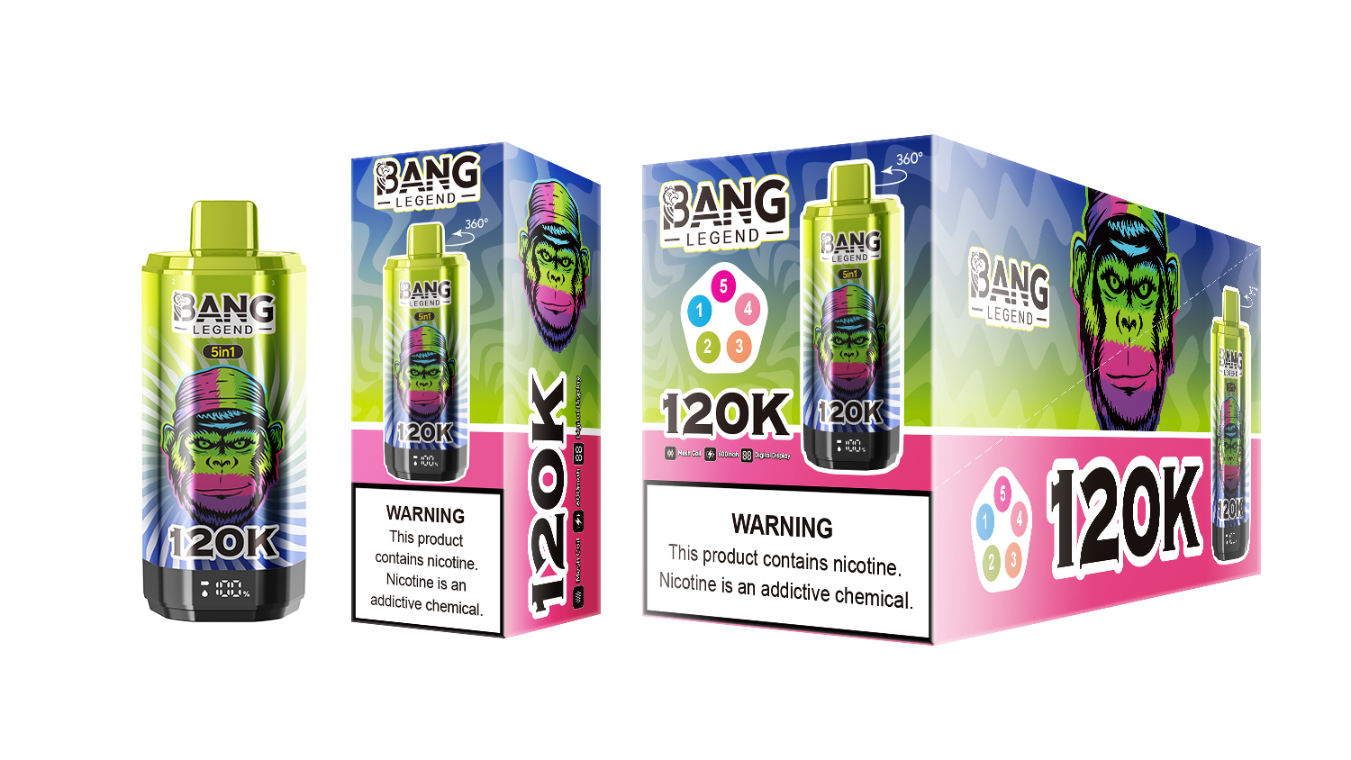 (120 000 szívás & 5 az 1‑ben) jeges áfonya + kiwi‑maracuja‑gujáva + hármas dinnye + őszibarack‑ananász + szenvedélyes csók (2% nikotin) - ibangvape-Hungary