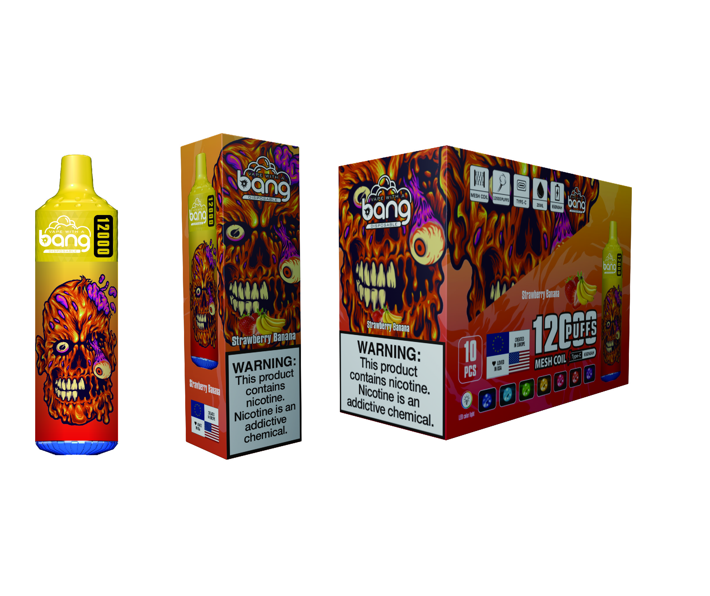 (Tornadó 12 000 szívás) eper‑banán (2% nikotin) - ibangvape-Hungary