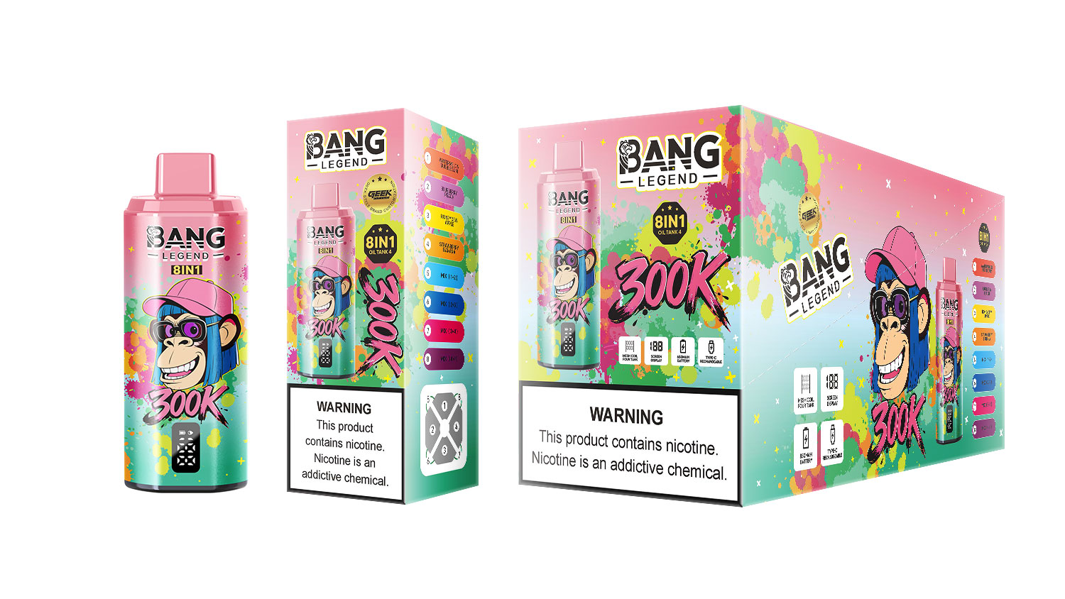 (300 000 szívás & 8 az 1‑ben) görögdinnye‑rágógumi + áfonya‑őszibarack + dinnye‑alma + eper‑banán (2% nikotin) - ibangvape-Hungary