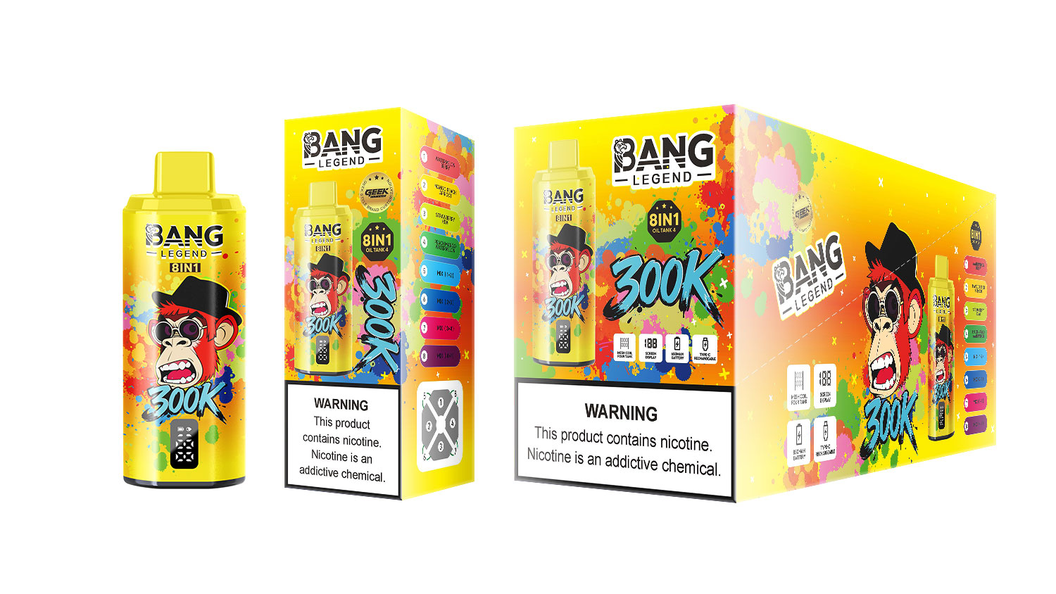 (300 000 szívás & 8 az 1‑ben) görögdinnye‑bogyók + mangó‑őszibarack‑sárgabarack + eper‑kiwi + őszibarack‑mangó‑görögdinnye (2% nikotin) - ibangvape-Hungary