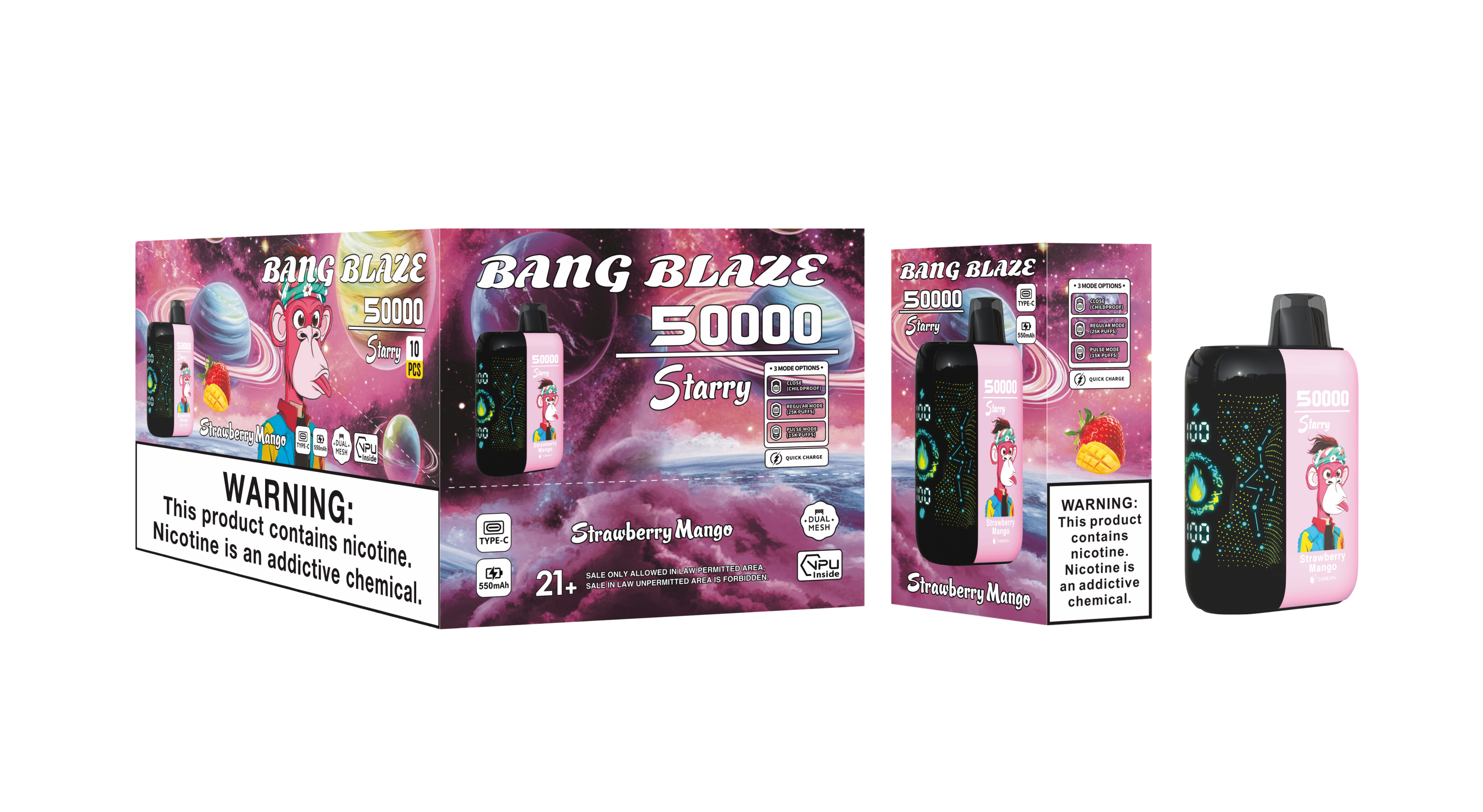 (50 000 szívás & csillagos ég) eper‑mangó (2% nikotin) - ibangvape-Hungary