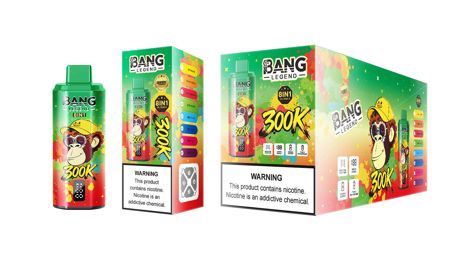 (300 000 szívás & 8 az 1‑ben) citrom‑lime + mangó‑őszibarack + jeges görögdinnye + hűs bogyók (2% nikotin) - ibangvape-Hungary