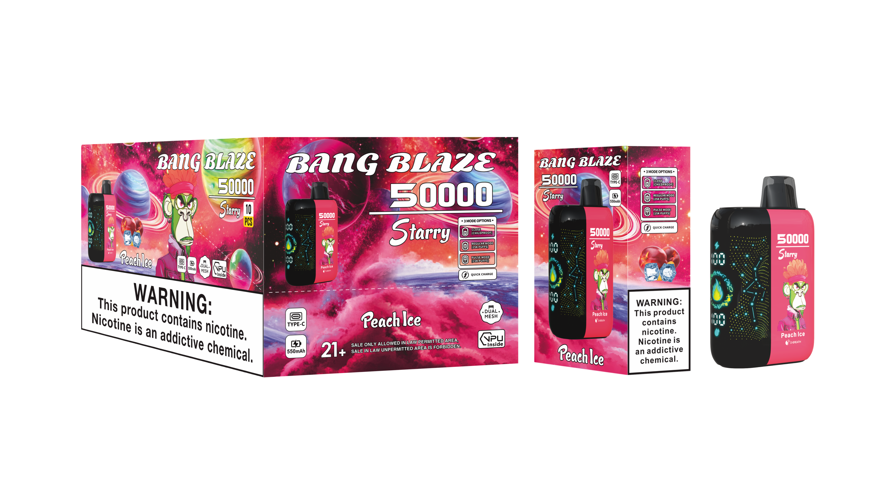 (50 000 szívás & csillagos ég) jeges őszibarack (2% nikotin) - ibangvape-Hungary