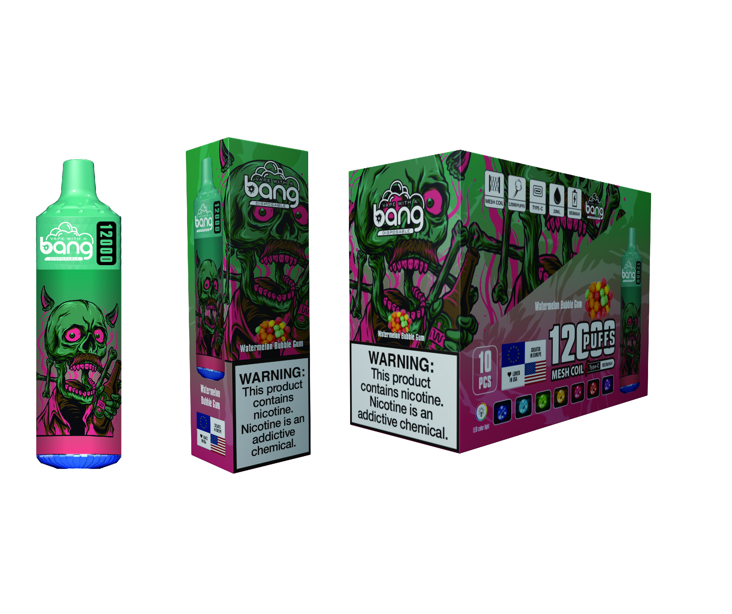(Tornadó 12 000 szívás) görögdinnye‑rágógumi (2% nikotin) - ibangvape-Hungary
