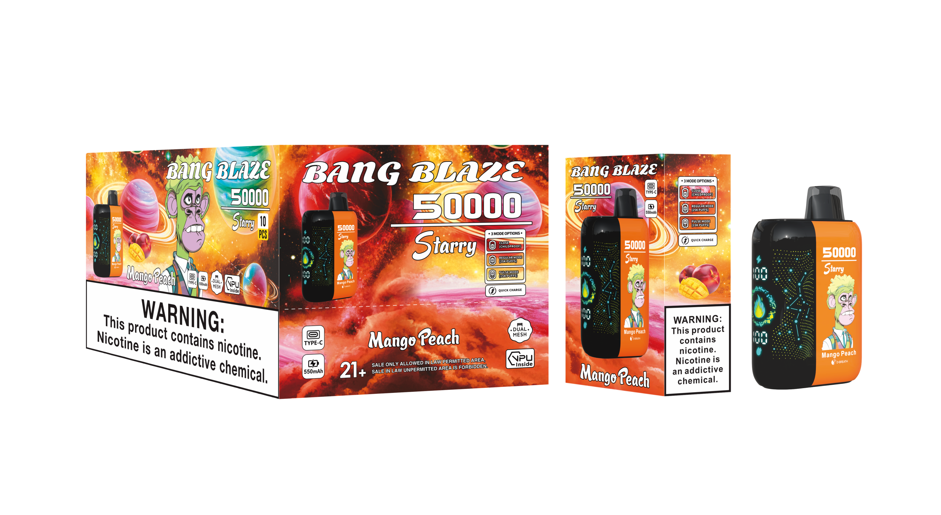 (50 000 szívás & csillagos ég) mangó‑őszibarack (2% nikotin) - ibangvape-Hungary