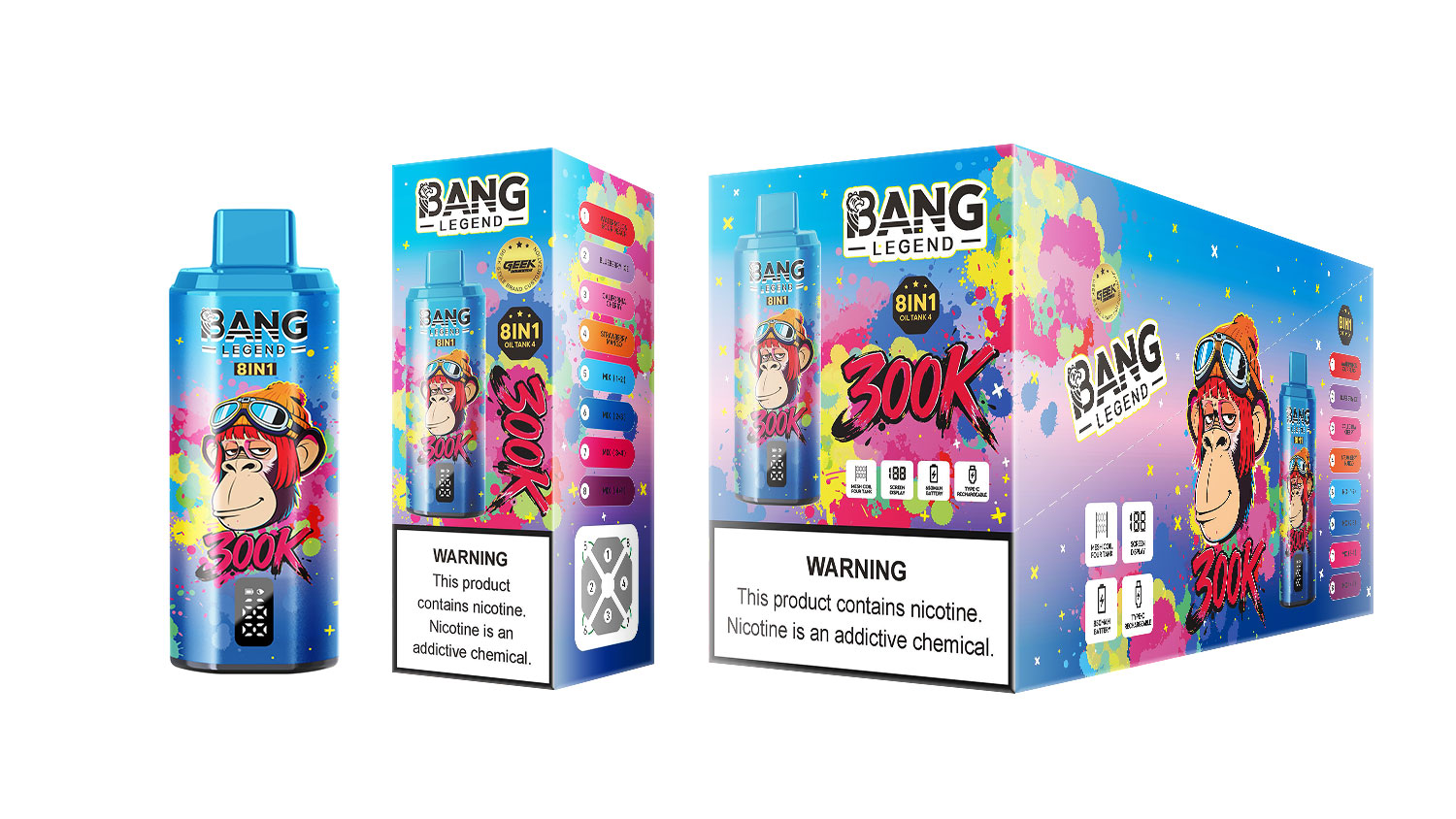 (300 000 szívás & 8 az 1‑ben) görögdinnye‑savanyú őszibarack + jeges áfonya + kaliforniai cseresznye + eper‑mangó (2% nikotin) - ibangvape-Hungary