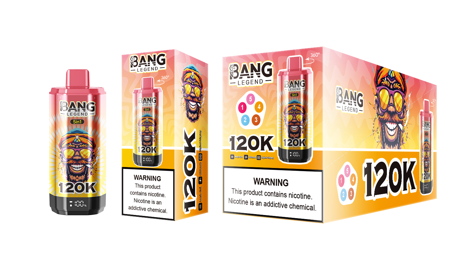 (120 000 szívás & 5 az 1‑ben) eper‑görögdinnye + dinnye‑alma + kólajég + mangó‑őszibarack + Szerelem 66 (2% nikotin) - ibangvape-Hungary