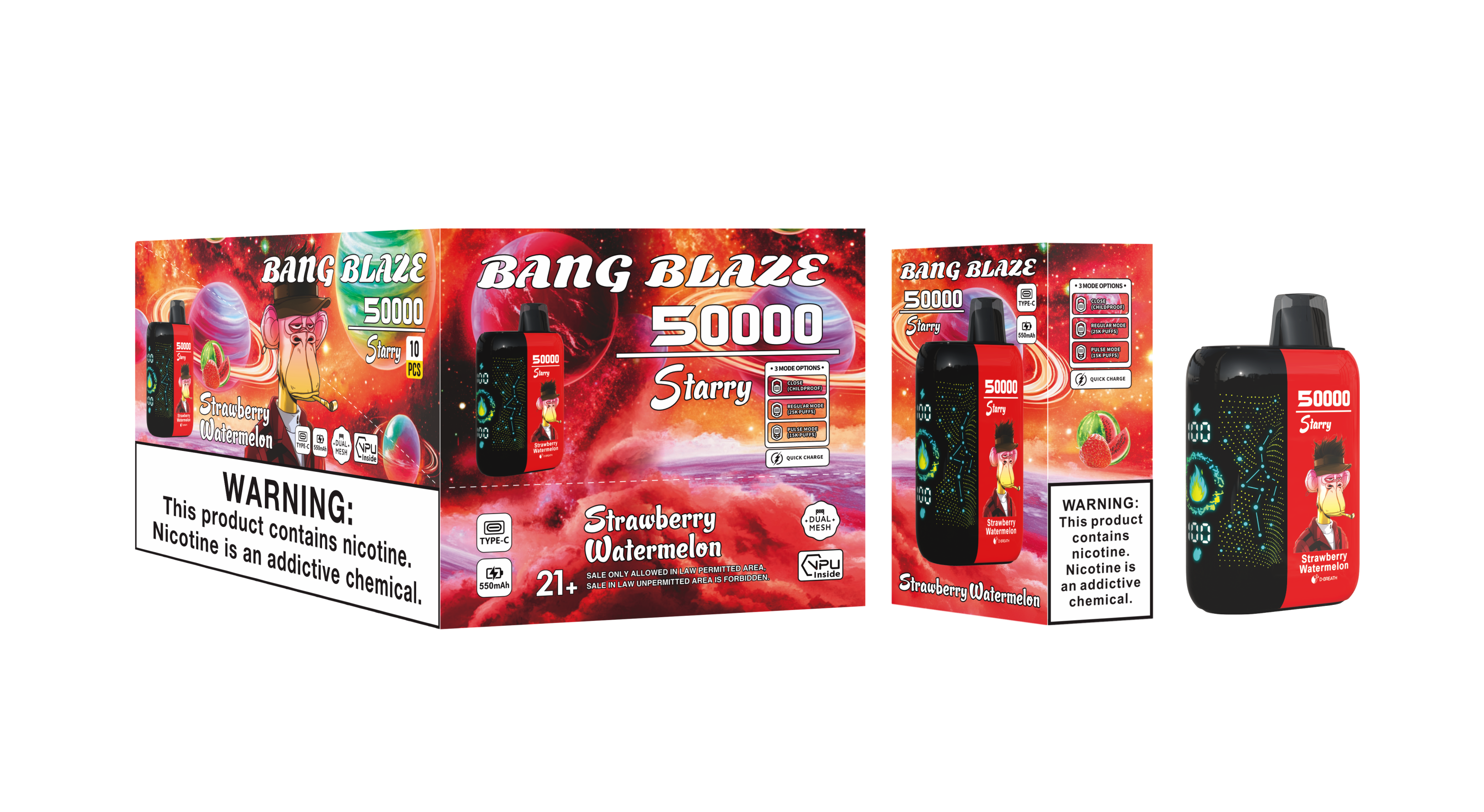 (50 000 szívás & csillagos ég) eper‑görögdinnye (2% nikotin) - ibangvape-Hungary